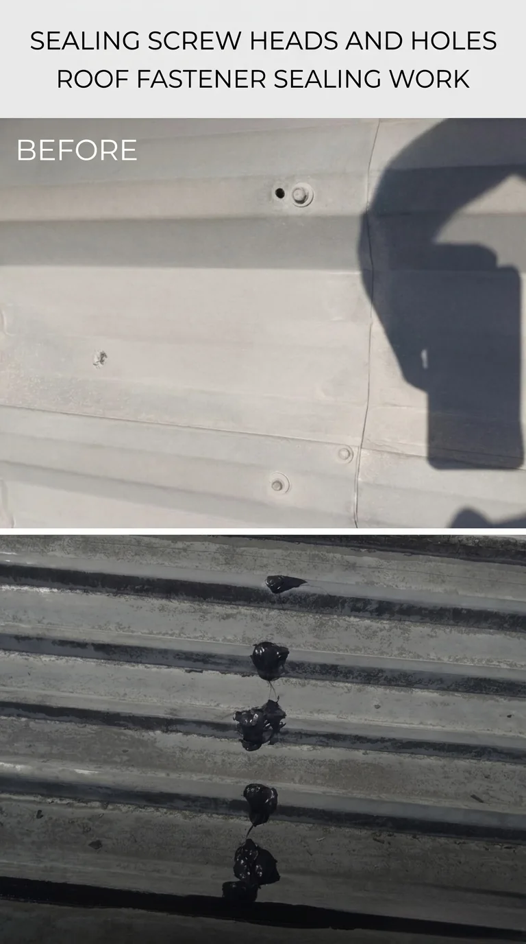 Sealing screw heads and fastener holes on metal roof Dubai
