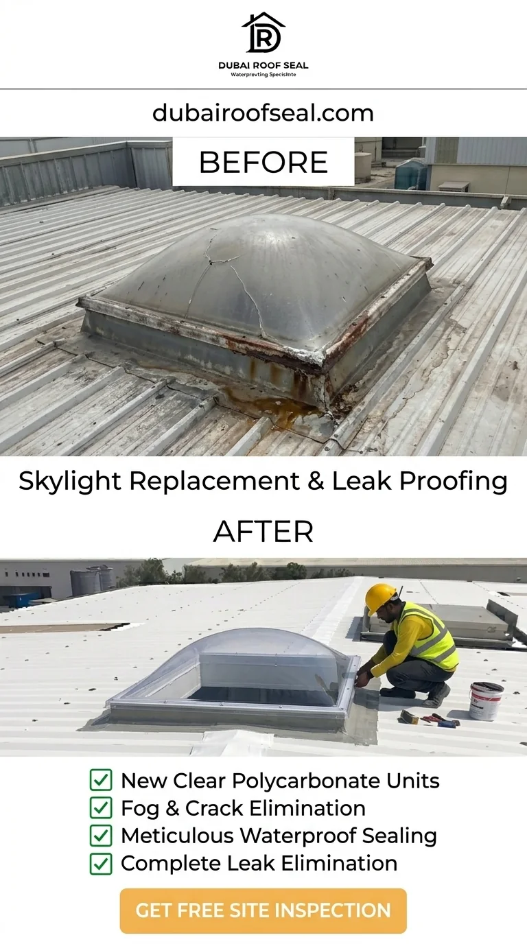 Skylight replacement and leak proofing Dubai — before and after