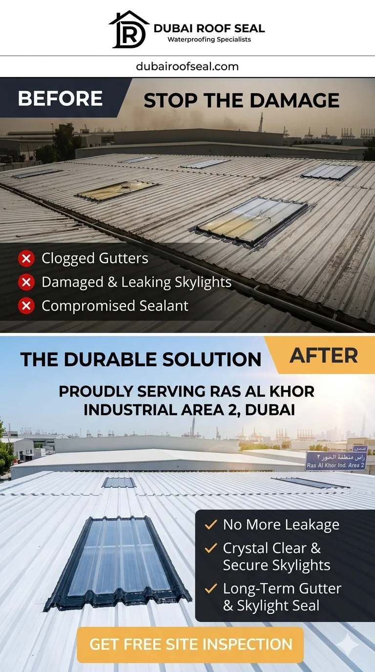 Stop roof damage — warehouse waterproofing Ras Al Khor Industrial Area Dubai