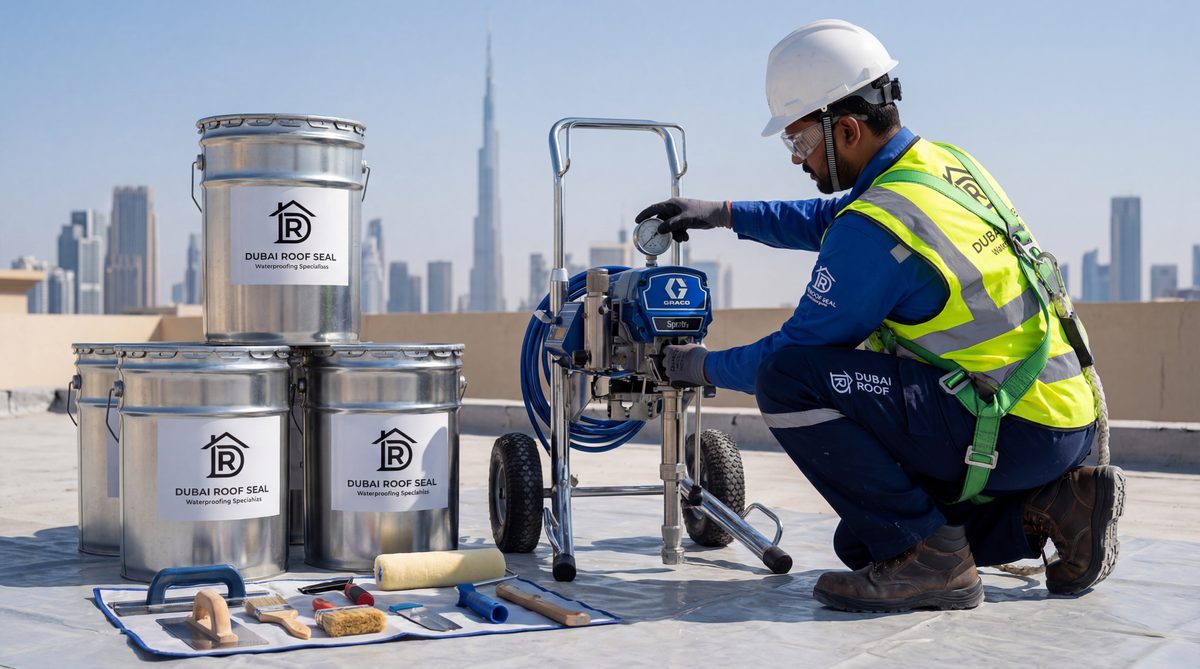 Professional spray waterproofing equipment Dubai